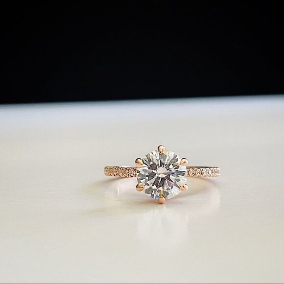 2.00CT Pave Ring Cubic Zirconias Rose Gold Plated size 7 - Picture 1 of 5